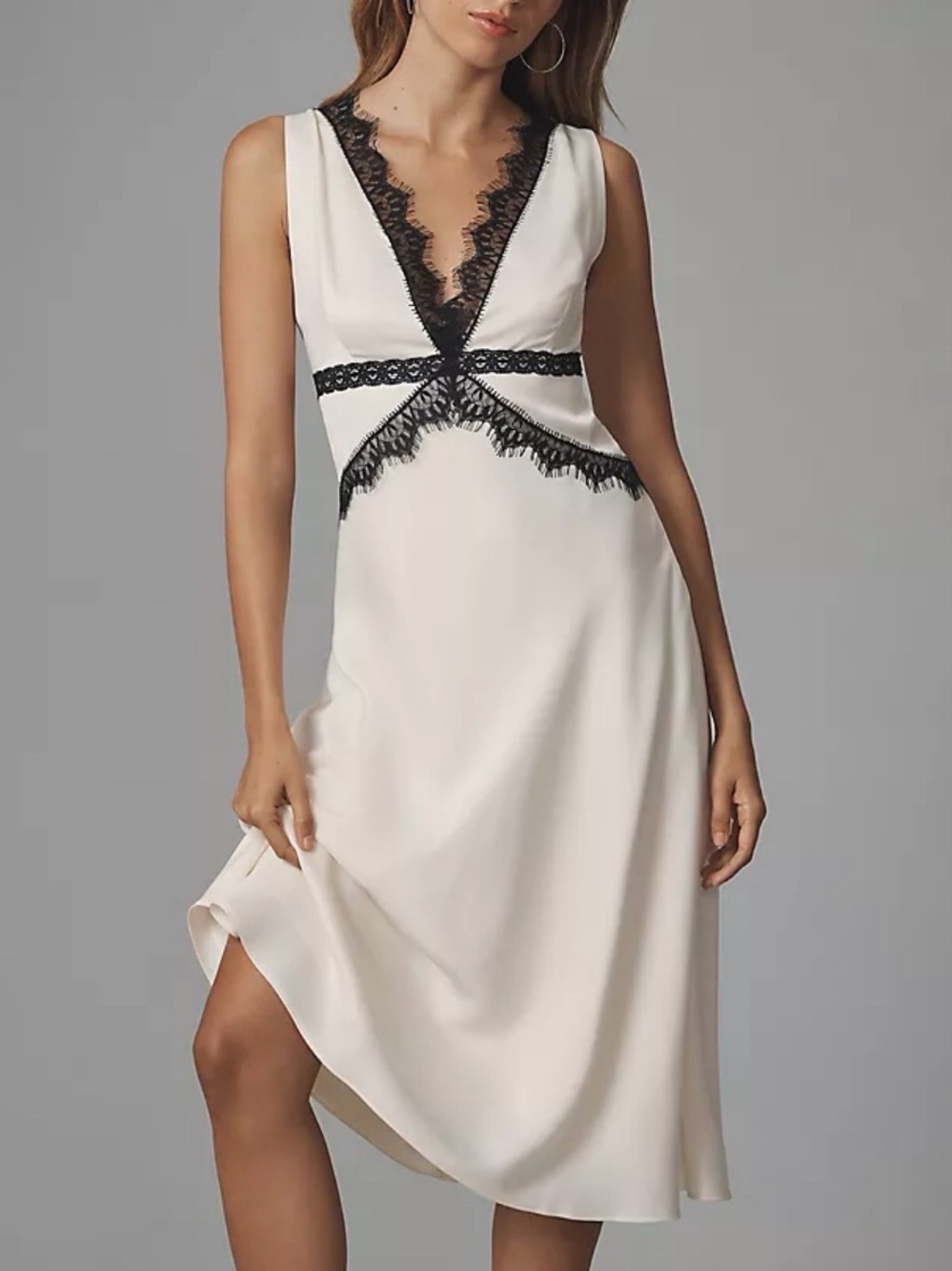 Anthropologie Lace Trim Midi Slip Dress